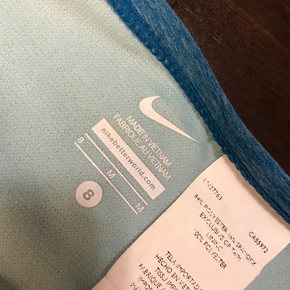 Nike bikini Aqua/Teal Blue w/ Orange Swoosh 8/32D - Picture 2 of 3
